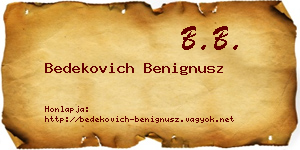 Bedekovich Benignusz névjegykártya